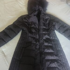 Women's Black Puffer Coat with Hood